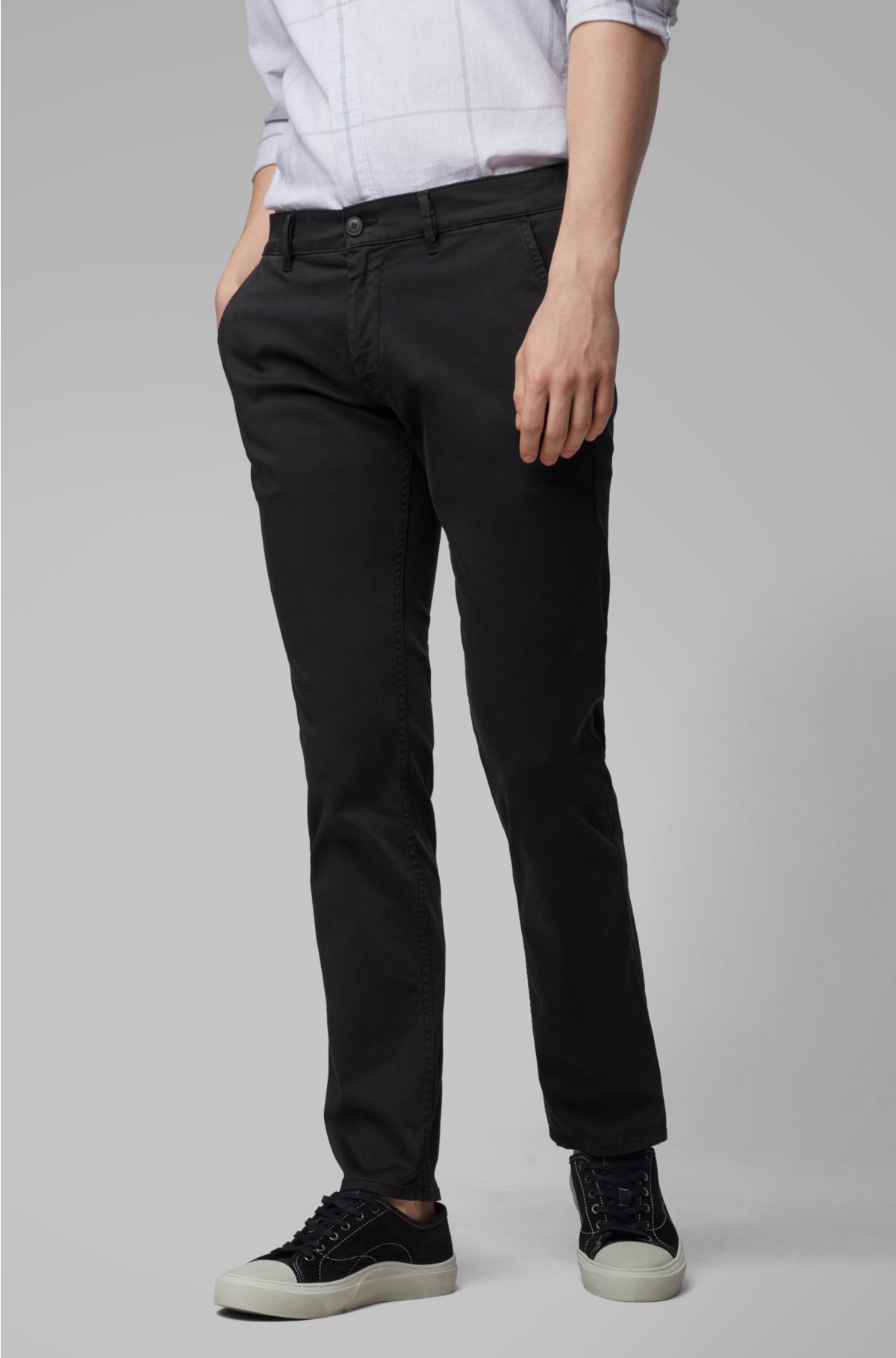 BOSS - casual stretch in cotton chinos Slim-fit brushed