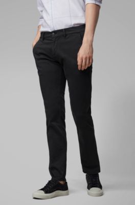 Slim-fit casual chinos in brushed stretch cotton, Black