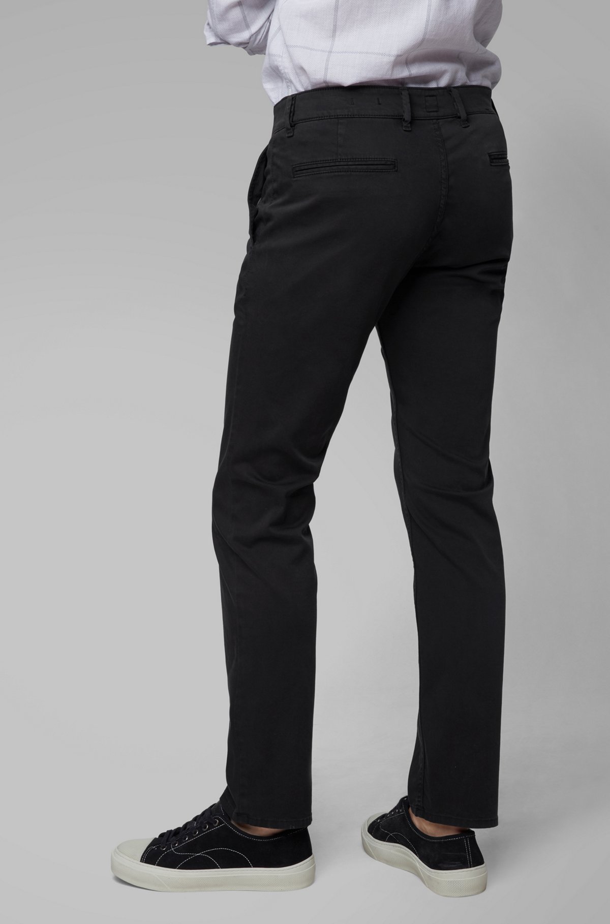 BOSS - Slim-fit casual chinos in brushed stretch cotton