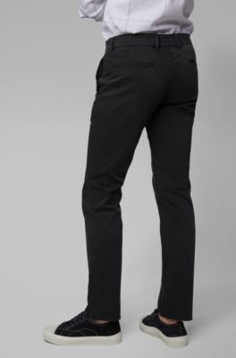 Slim-fit casual chinos in brushed stretch cotton, Black