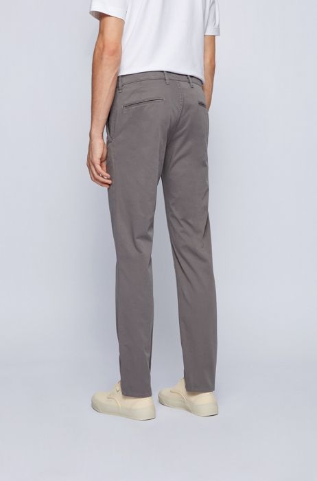 Slacks and Chinos Casual trousers and trousers for Men Grey BOSS by HUGO BOSS Cotton Stanino Slim-fit Trousers in Grey Mens Clothing Trousers 