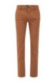 Slim-fit casual chinos in brushed stretch cotton, Brown