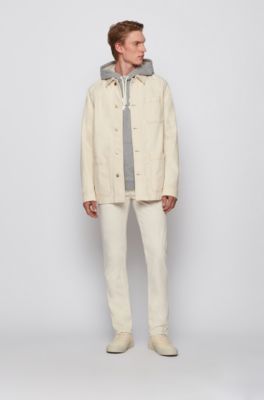 Chinos casual slim fit de algod&oacute;n el&aacute;stico cepillado, Beige claro