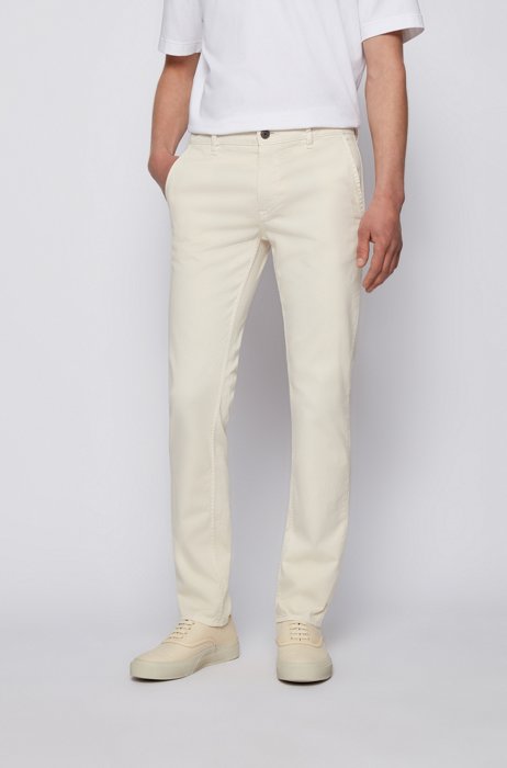 Slim-fit casual chinos in brushed stretch cotton, White