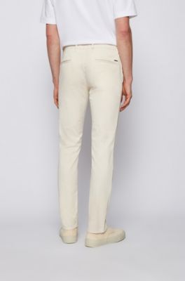 Chinos casual slim fit de algod&oacute;n el&aacute;stico cepillado, Beige claro