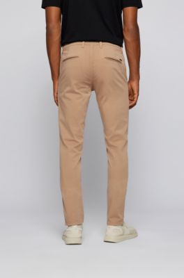 Slim-fit casual chinos in brushed stretch cotton, Light Beige