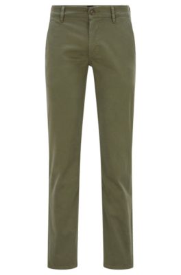 Slim-fit casual chinos in brushed stretch cotton, Light Green