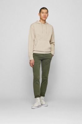 Slim-fit casual chinos in brushed stretch cotton, Light Green