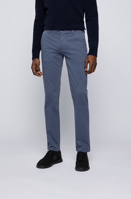 Chino casual Slim Fit en coton stretch brossé, Bleu
