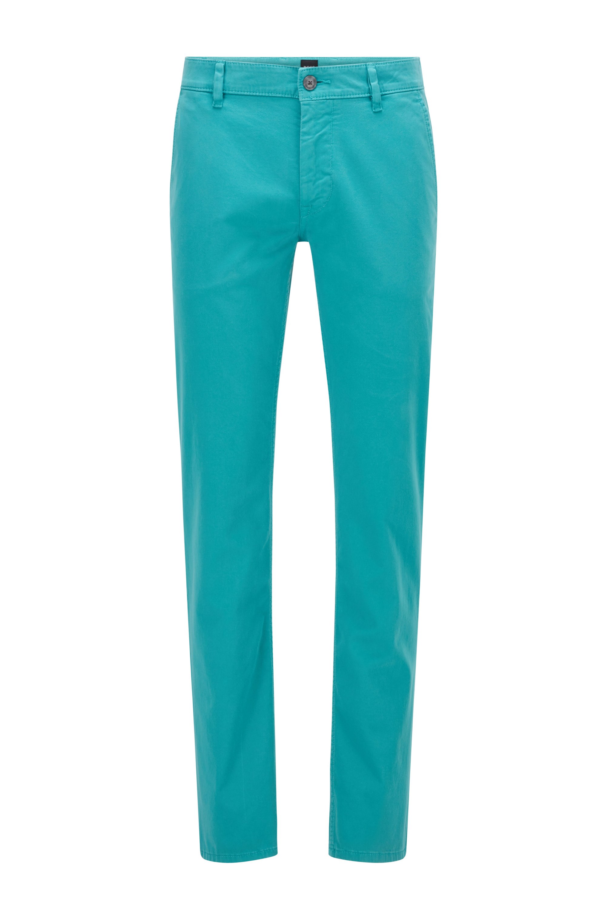 Chino casual Slim Fit en coton stretch brossé, Turquoise