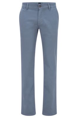 Slim-fit casual chinos in brushed stretch cotton, Light Blue