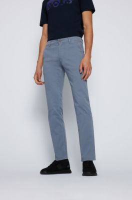 Chino casual Slim Fit en coton stretch bross&eacute;, bleu clair