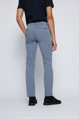 Slim-fit casual chinos in brushed stretch cotton, Light Blue