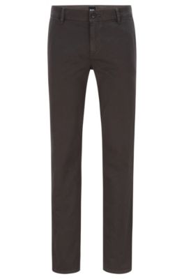 BOSS - Regular-fit casual chinos in brushed stretch cotton