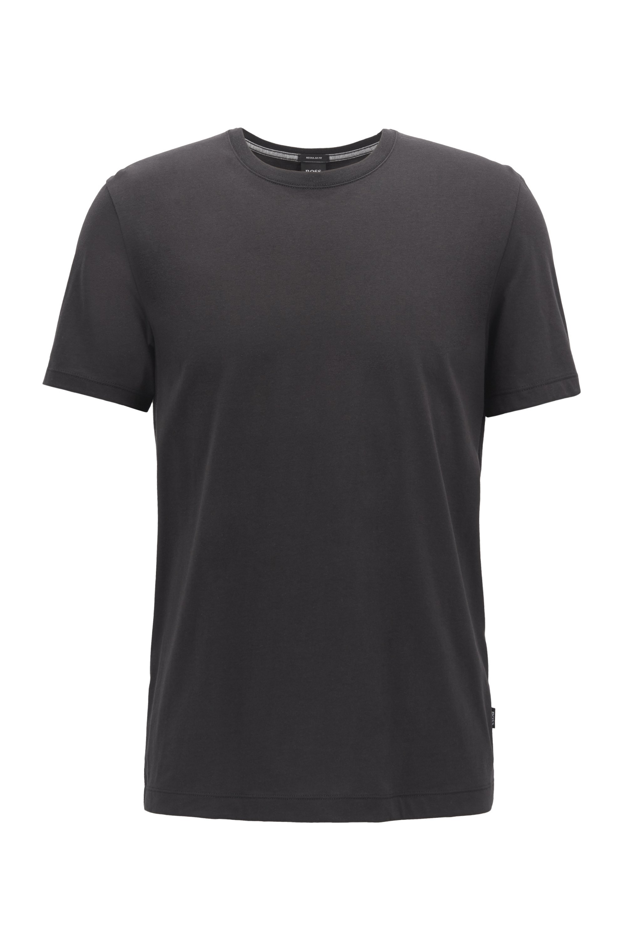 Crew-neck T-shirt in pure cotton with liquid finishing, Black