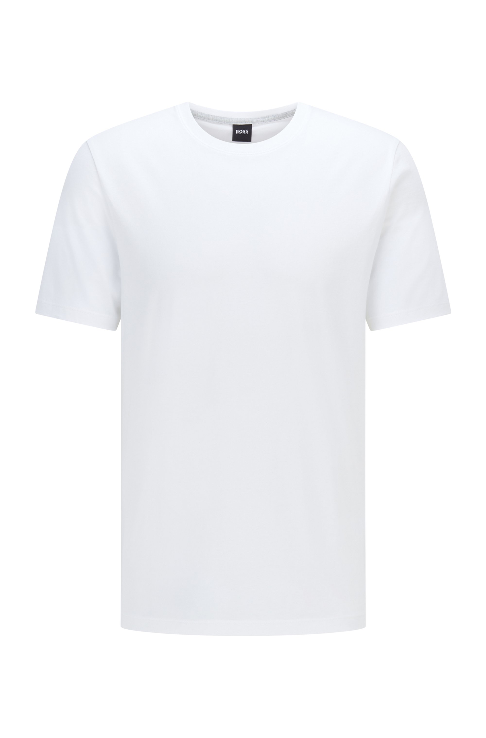 Crew-neck T-shirt in pure cotton with liquid finishing, White