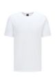 T-shirt à col rond en coton pur à la finition fluide, Blanc
