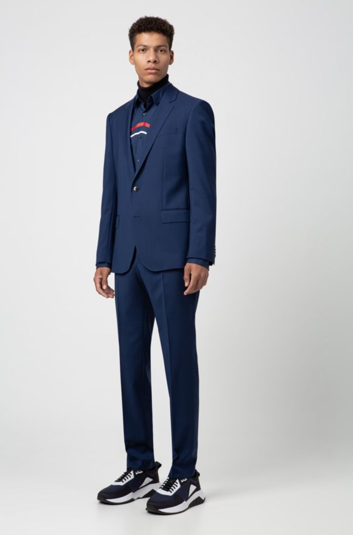 Slim-fit jacket in virgin-wool poplin