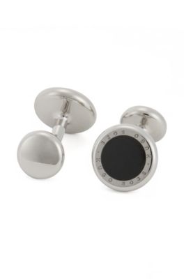 Set Gemelli E Borchie Da Uomo In Ottone Con Opale Nero – Eleganti Per Matrimoni, Cerimonie E Eventi Formali – Regalo Di Classe - 3
