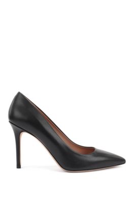 black leather court shoes