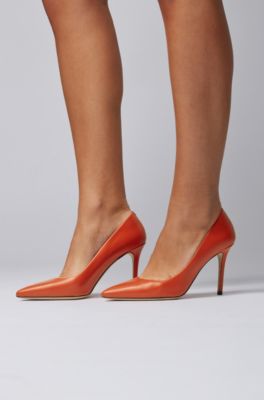 red orange pumps