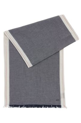 Ella Jonte Écharpe Homme Rayures Coton Bleu Rouge Gris Blanc