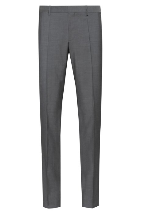 Slim-fit trousers in textured virgin wool, Grey