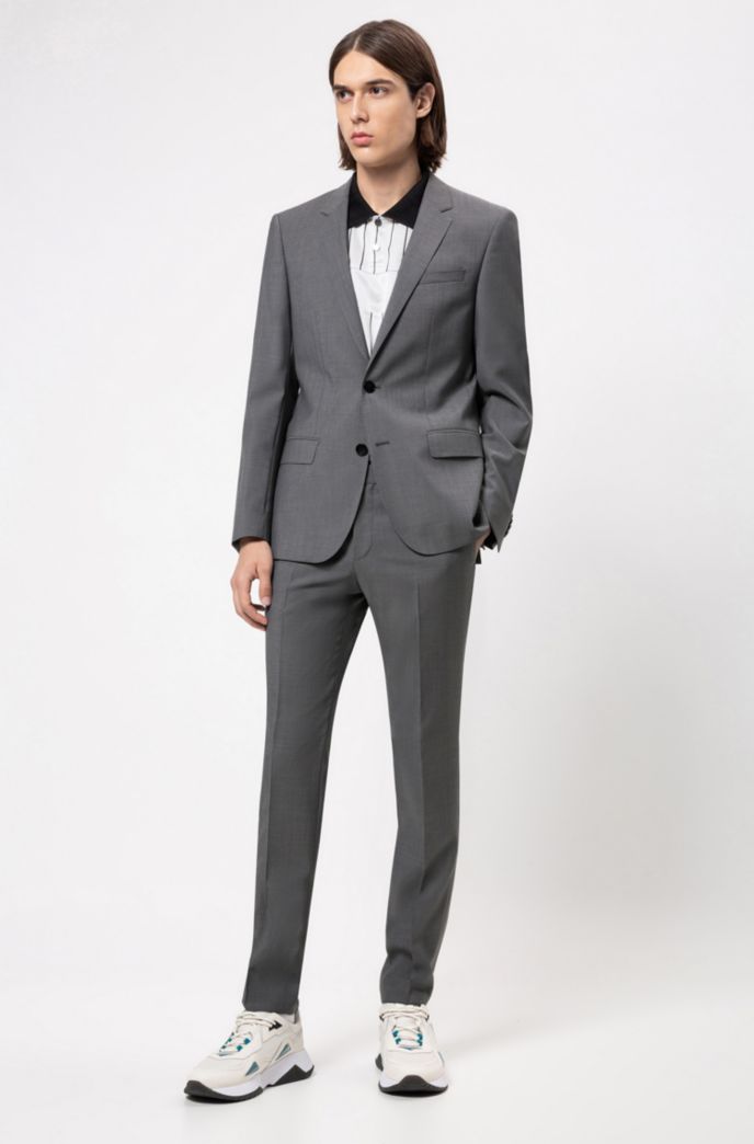 Slim-fit trousers in textured virgin wool