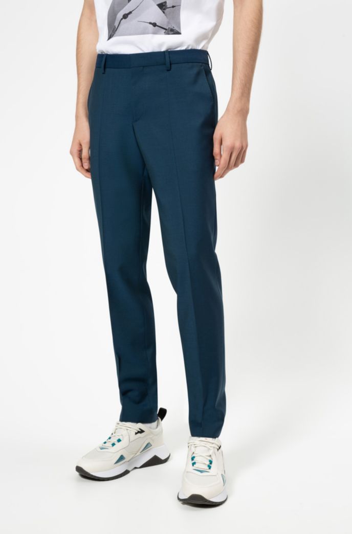 Slim-fit trousers in textured virgin wool
