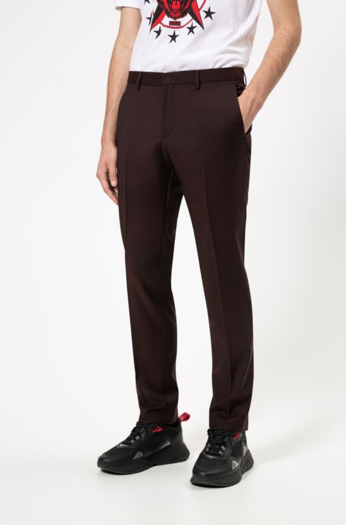 Slim-fit trousers in textured virgin wool