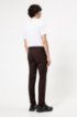 Slim-fit trousers in textured virgin wool, Dark Red