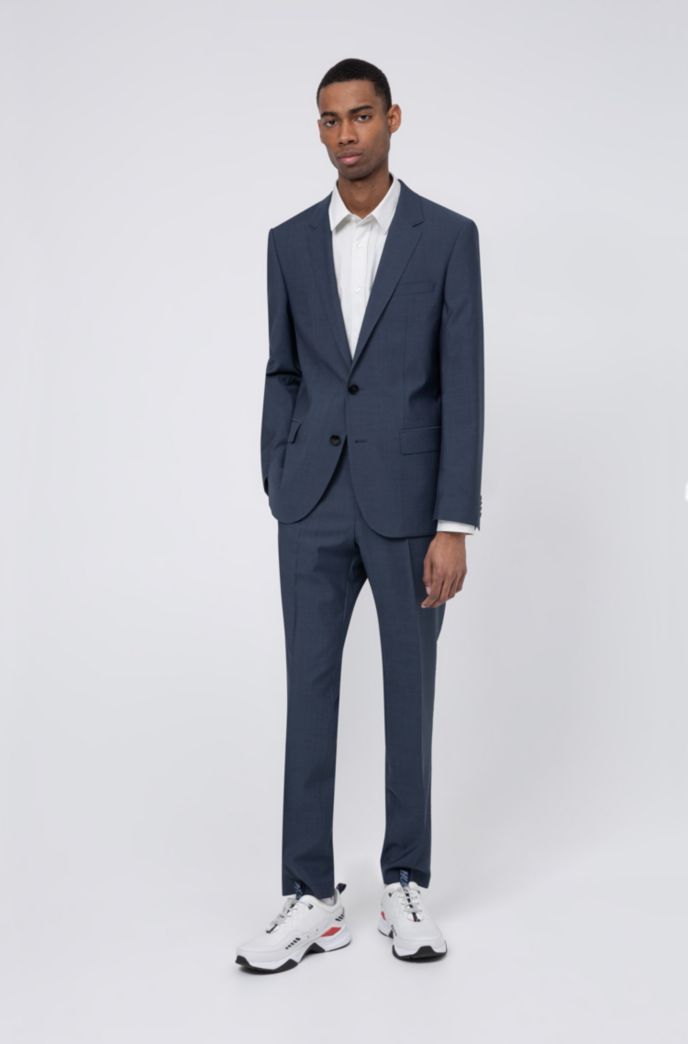 Slim-fit suit in mohair-look virgin wool