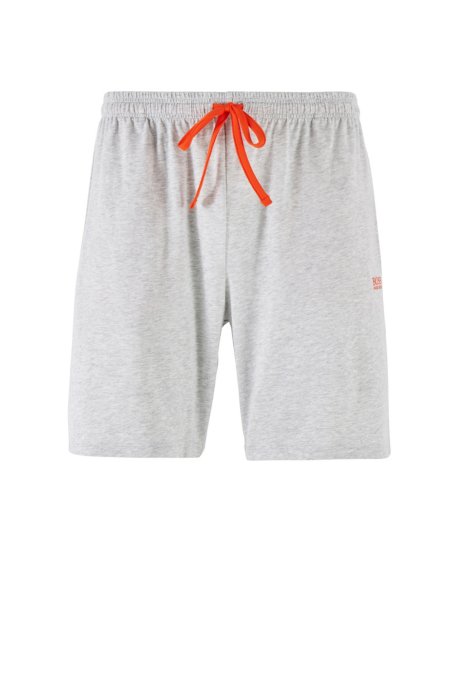 Loungewear shorts in stretch cotton jersey with drawstring waist, Light Grey
