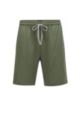 Loungewear shorts in stretch cotton jersey with drawstring waist, Green
