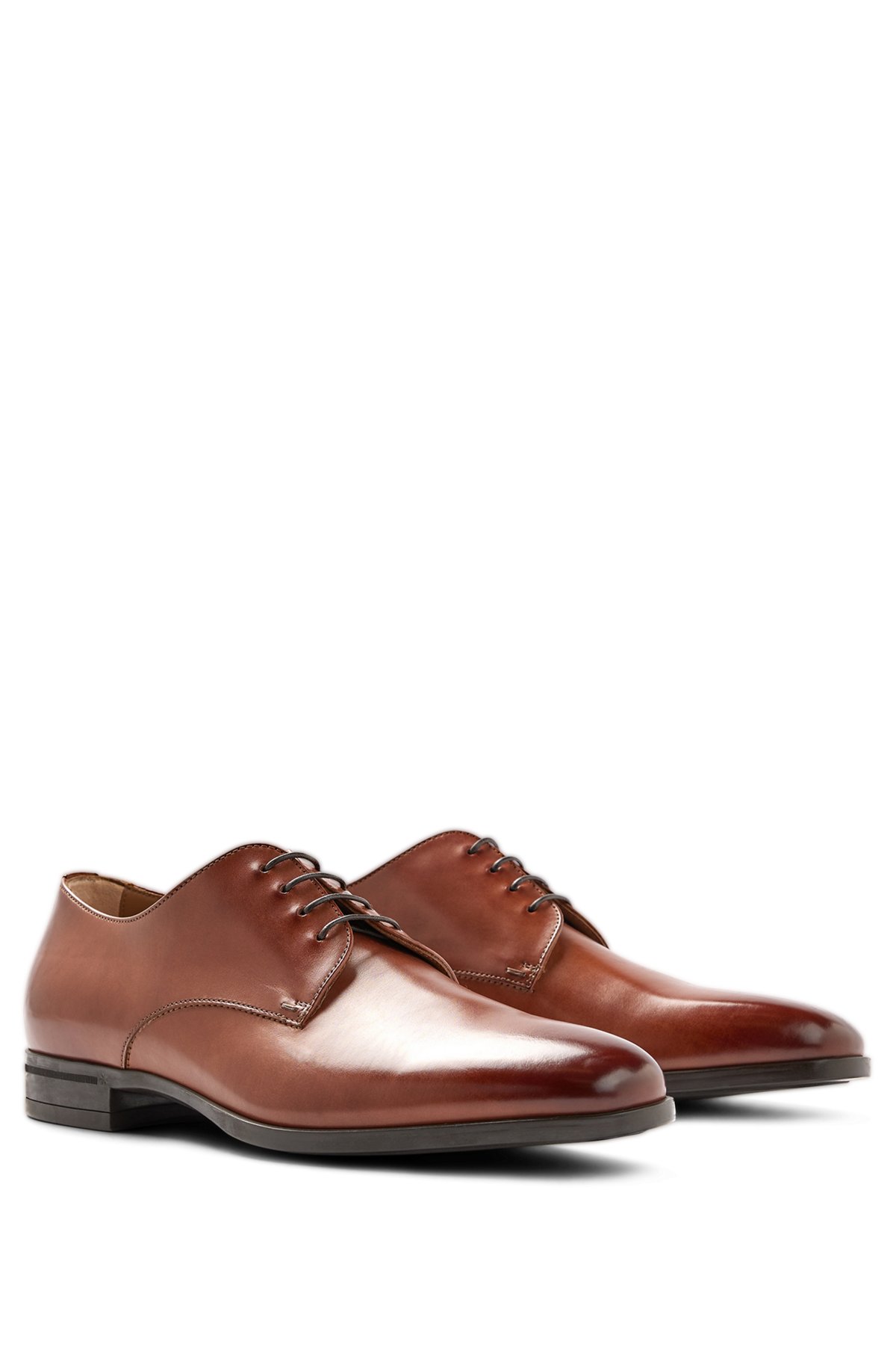 Italian-made Derby shoes in vegetable-tanned leather, Brown
