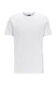 T-shirt a girocollo in jersey tinto in filo, Bianco