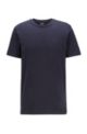 Crew-neck T-shirt in yarn-dyed single jersey, Dark Blue