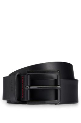 Cintura in pelle italiana con dettaglio in metallo a righe tipiche del marchio HUGO BOSS Uomo Accessori Cinture e bretelle Cinture 