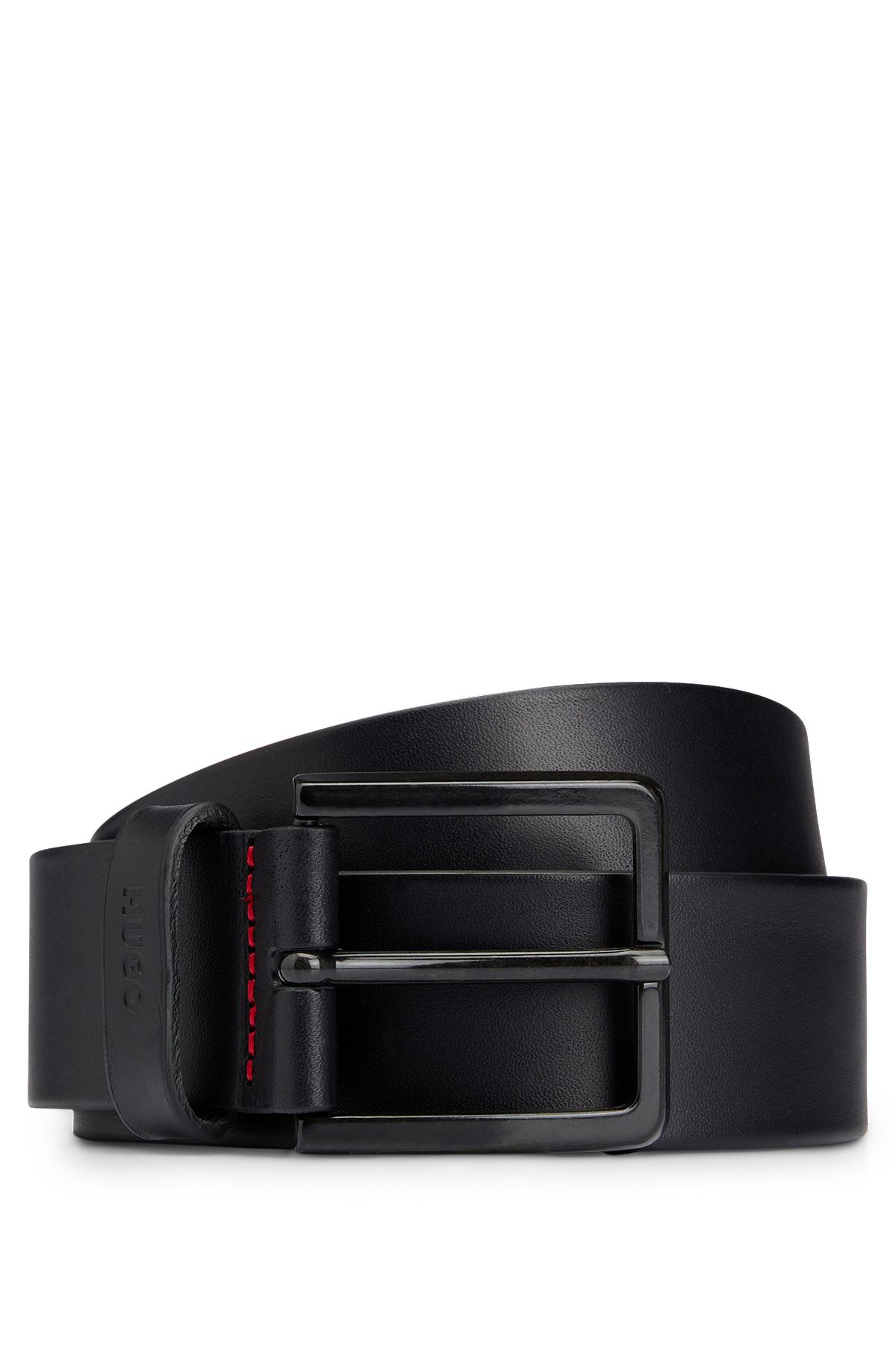 No. 5 Leather Cinch Belt - Italian Bridle Leather - Black Leather with Stainless Steel, Large - Fits Sizes 34 - 42