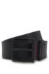 Leather belt with matte gunmetal hardware, Black