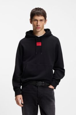 Ceinture en cuir italien avec passant &agrave; logo estamp&eacute;, Noir