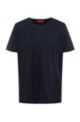 Regular-fit T-shirt with raw-cut edges, Dark Blue