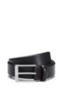 Embossed leather belt with polished silver-effect hardware, Black