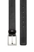 Embossed leather belt with polished silver-effect hardware, Black