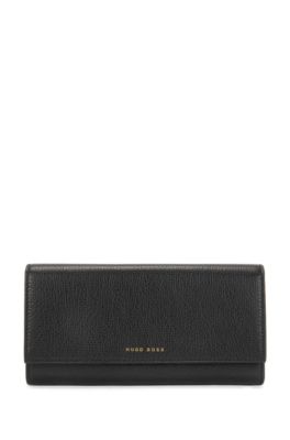 Long wallet in grained Italian leather, Black