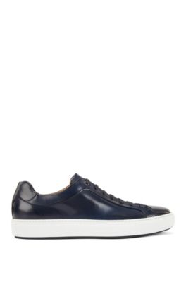 hugo boss blue leather trainers