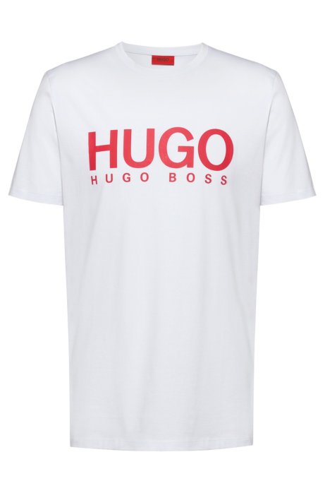 Crew-neck T-shirt with contrast logo print, White