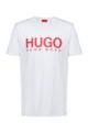 Regular-fit T-shirt van zuivere katoen met logoprint, Wit