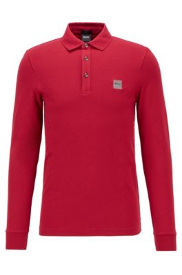 hugo boss red long sleeve polo