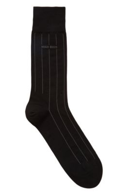 Calcetines de raya diplom&aacute;tica en mezcla de algod&oacute;n mercerizado, Negro